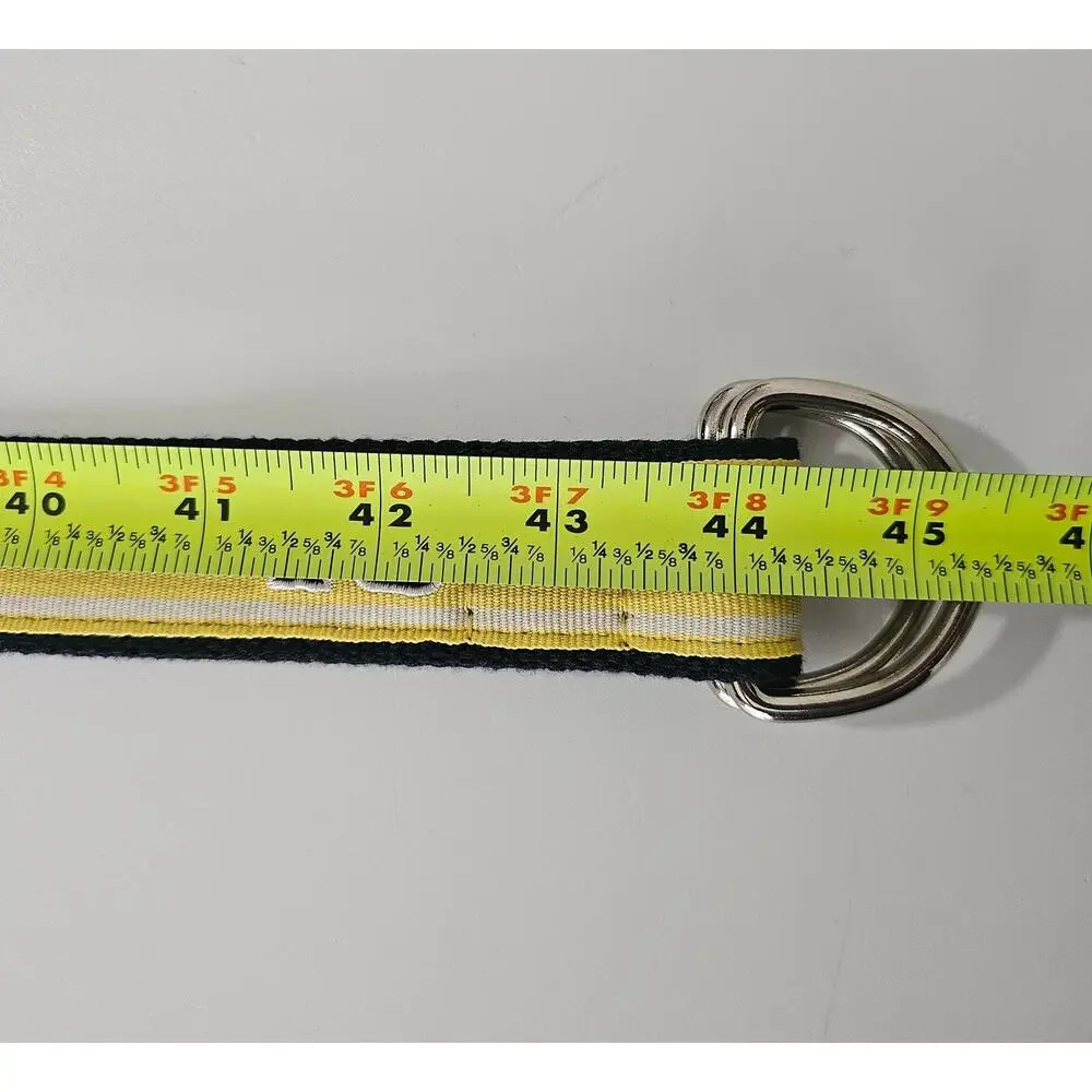 EUC Vineyard Vines Men's Preppy Yellow/White D-Ring Golf Whale Belt L